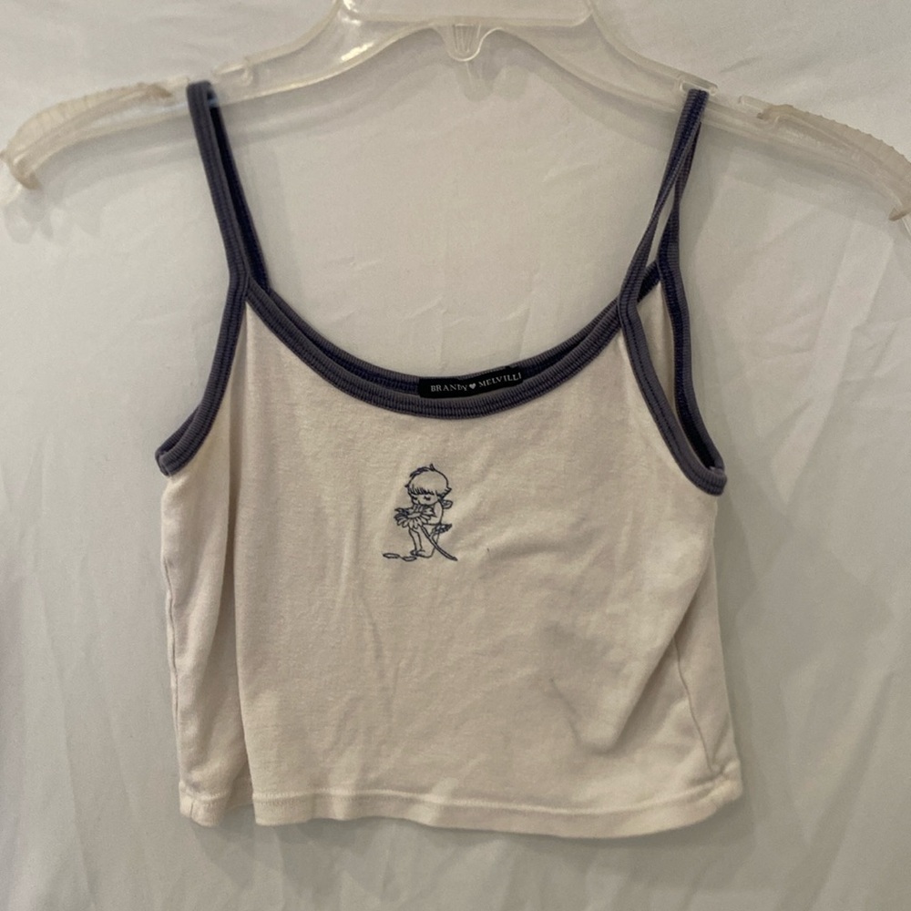Brandy Melville white blue cherub Tank top one size
